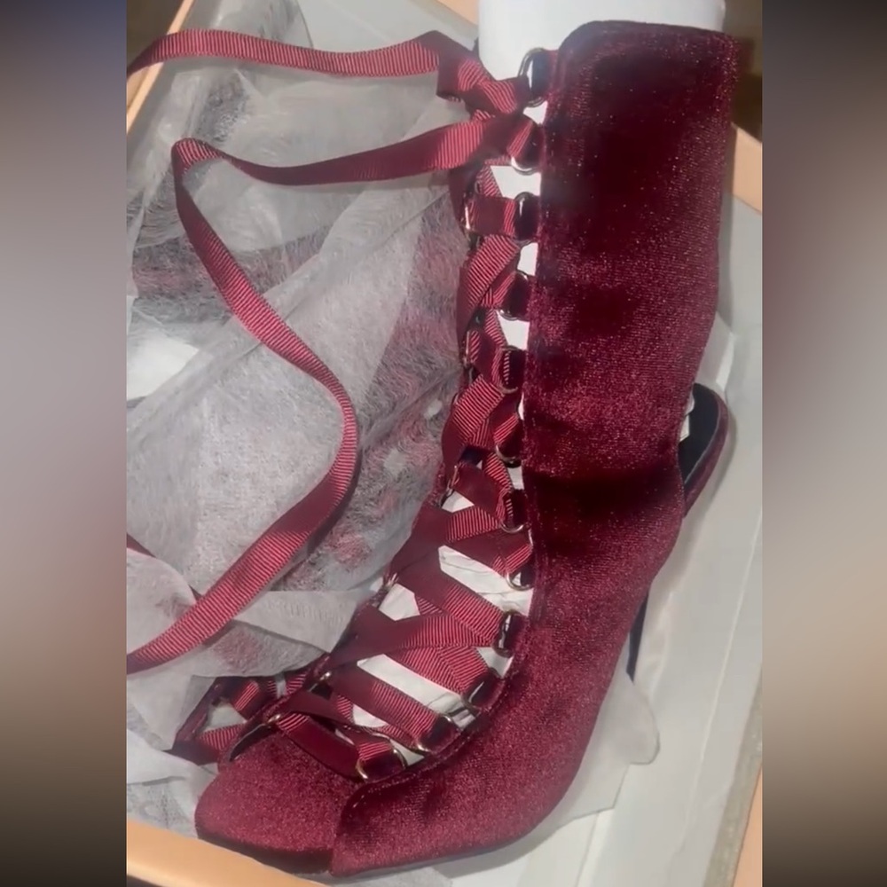 fashion nova red wine heels